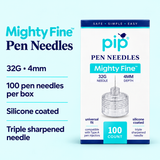 Mighty Fine 32G 4mm pen needle features, 100 count