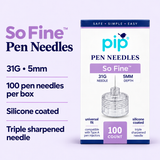 So Fine 31G 5mm pen needle features, 100 count