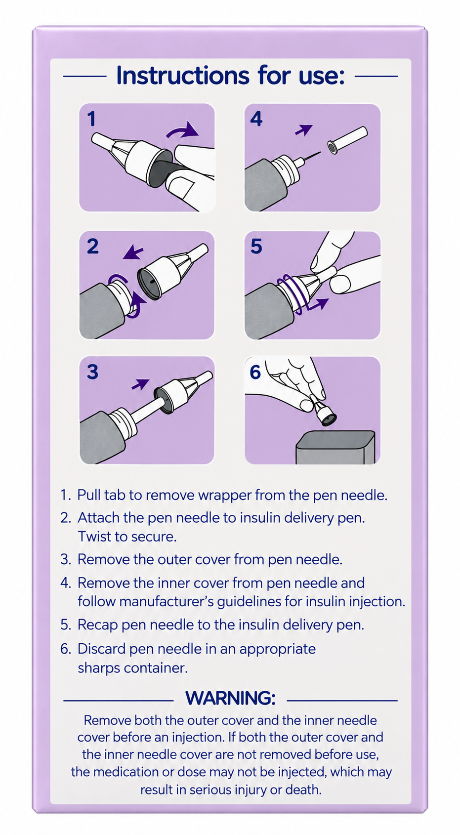 Pip So Fine pen needle package instructions